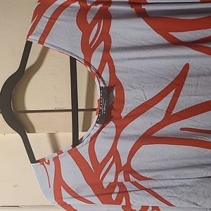 Kini Zamora Blue & Red Floral Print Blouse